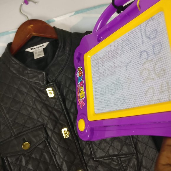 Quilted Leather Knit Jacket with Turn Lock buttons Coco Gancini Gold detail, Lrg - Picture 8 of 8